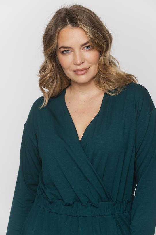 Dzianinowa morska sukienka z elastyczną talią - 4