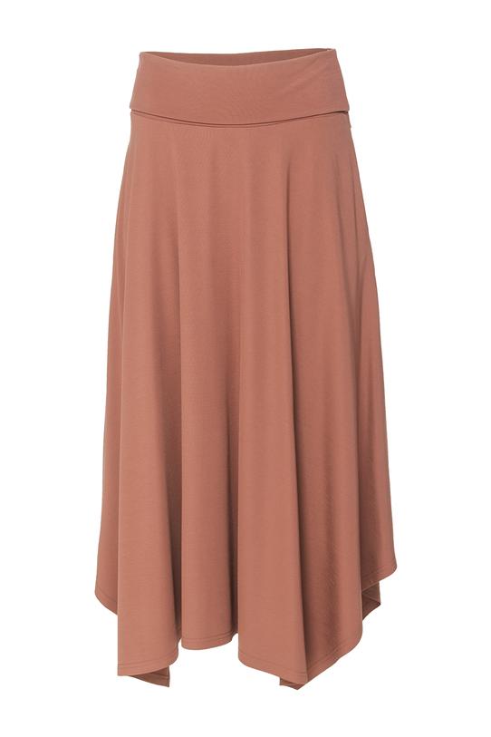 Dzianinowa rozkloszowana spódnica z wywijanym pasem - 1