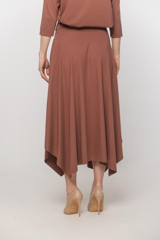 Dzianinowa rozkloszowana spódnica z wywijanym pasem - 2