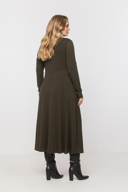 Dzianinowa sukienka khaki z dodatkiem wełny - 3