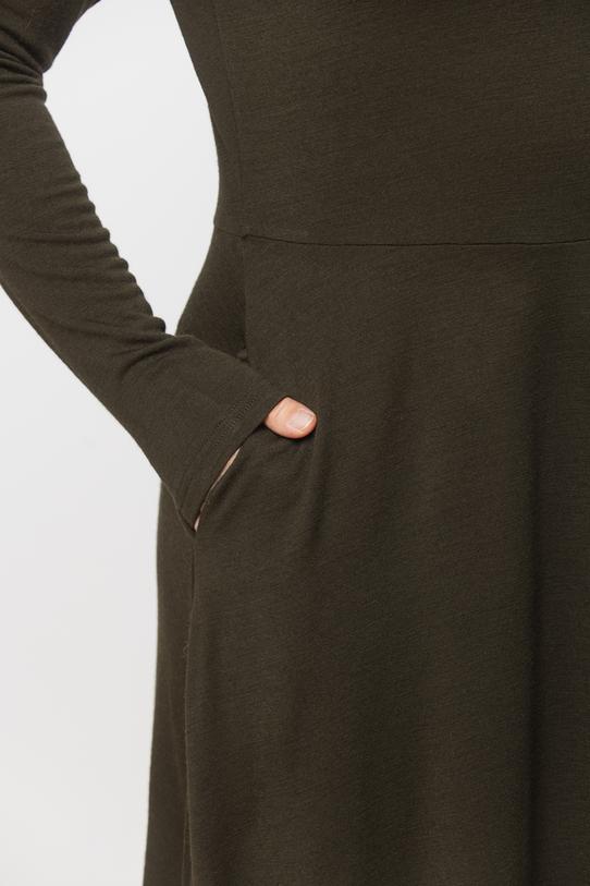 Dzianinowa sukienka khaki z dodatkiem wełny - 5