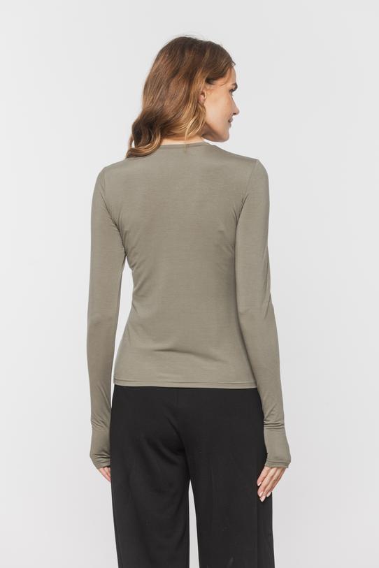 Dzianinowa zielona bluzka z długim funkcjonalnym rękawem - 3