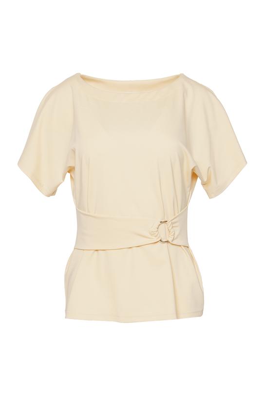 Dzianinowa żółta bluzka w eleganckim wydaniu - 1