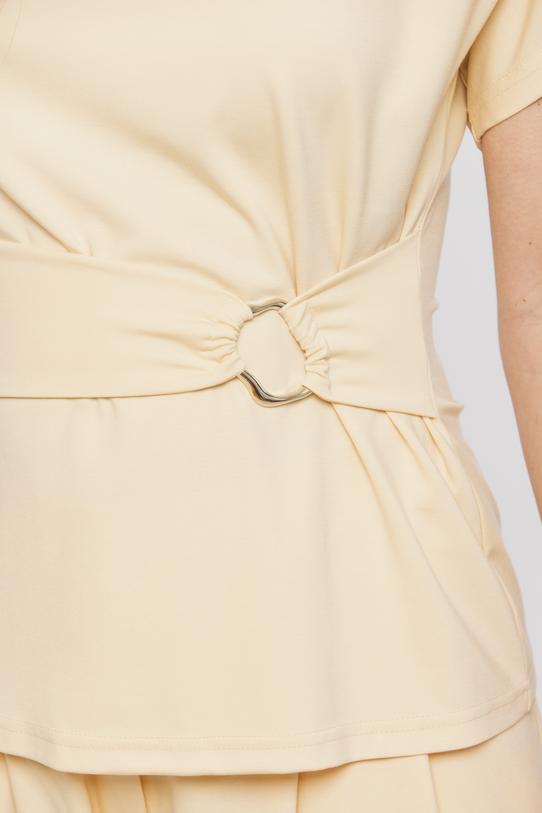 Dzianinowa żółta bluzka w eleganckim wydaniu - 5