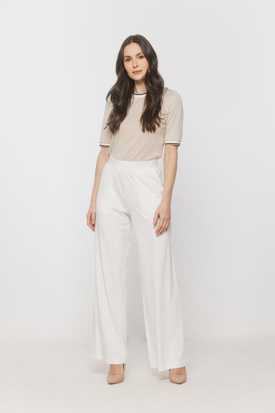 Wizualizacja Dzianinowe spodnie ecru z wysokim stanem