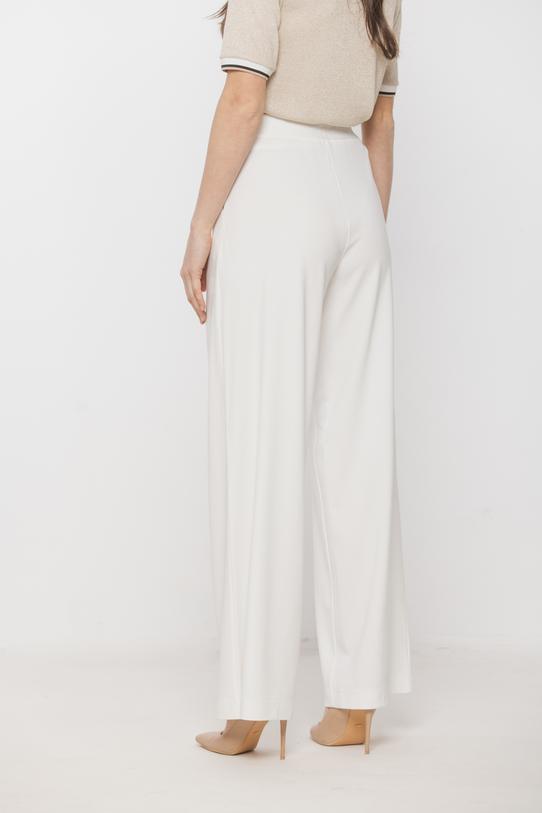 Dzianinowe spodnie ecru z wysokim stanem - 3