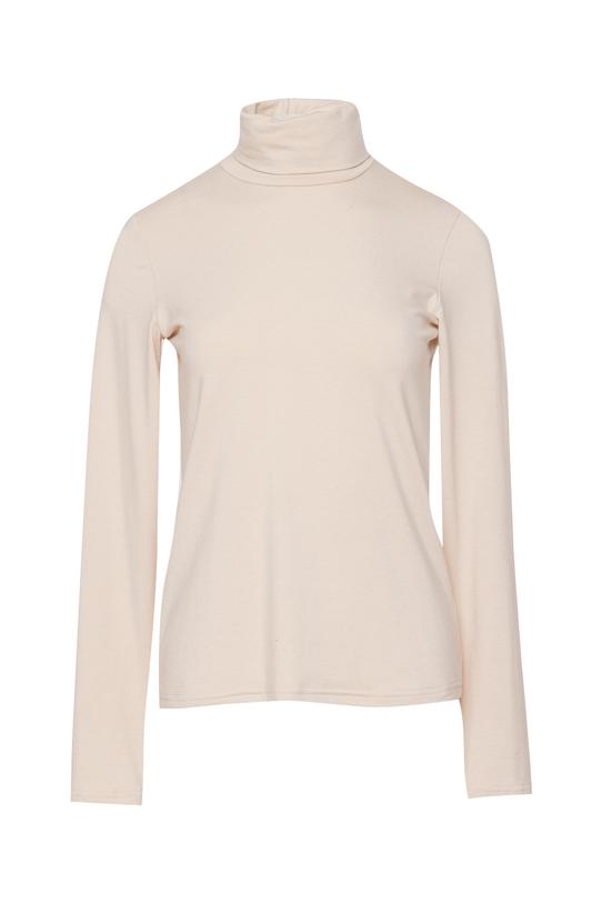 Dzianinowy beżowy golf z domieszką wełny - 1