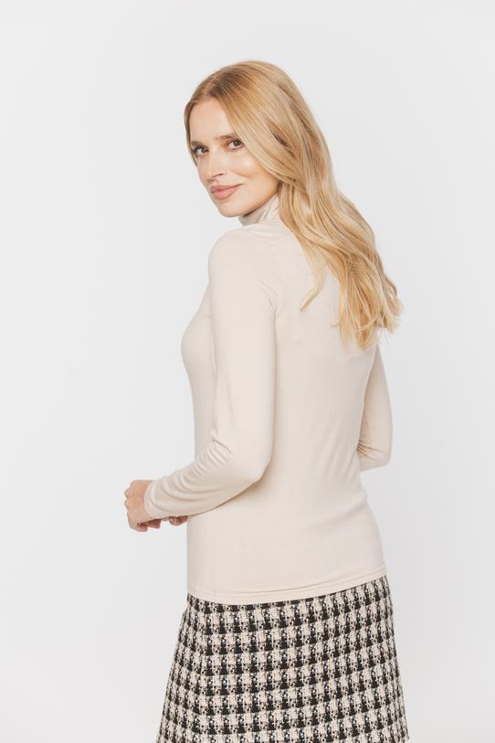 Dzianinowy beżowy golf z domieszką wełny - 4