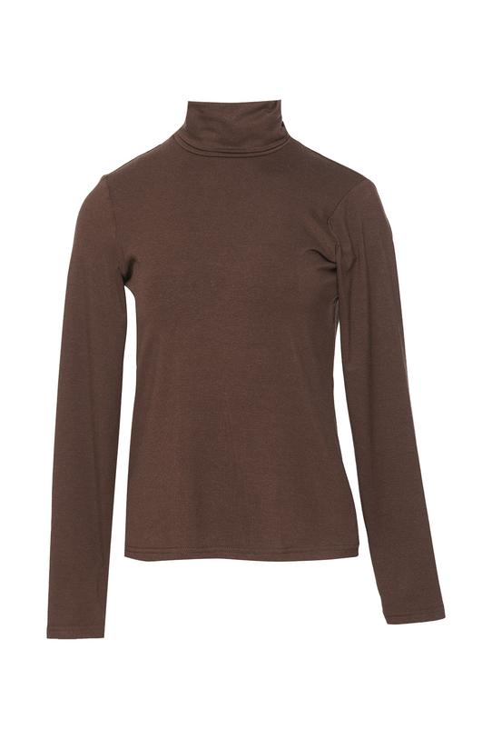 Dzianinowy brązowy golf z domieszką wełny - 1