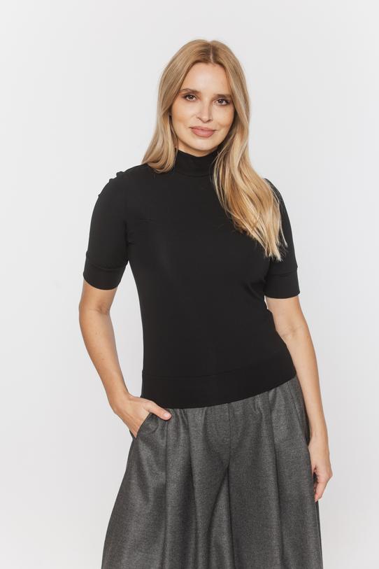 Dzianinowy czarny półgolf ze ściągaczami zapinany na suwak - 2