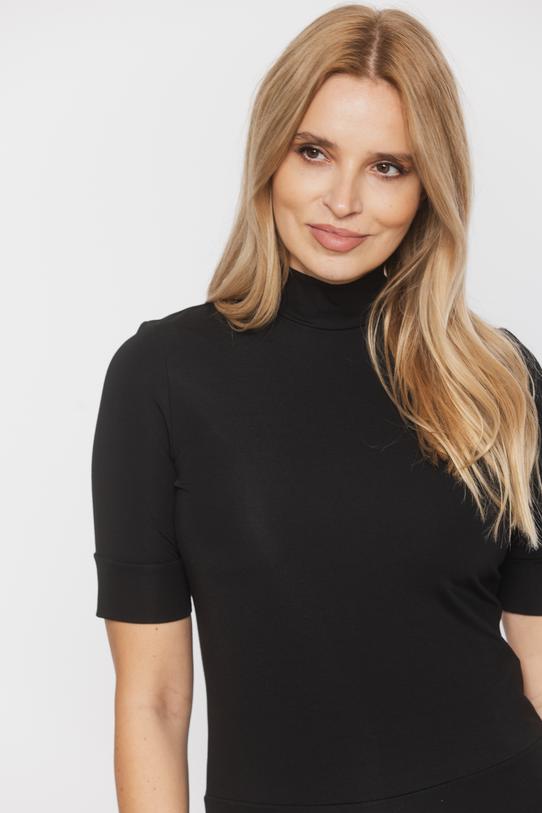 Dzianinowy czarny półgolf ze ściągaczami zapinany na suwak - 3