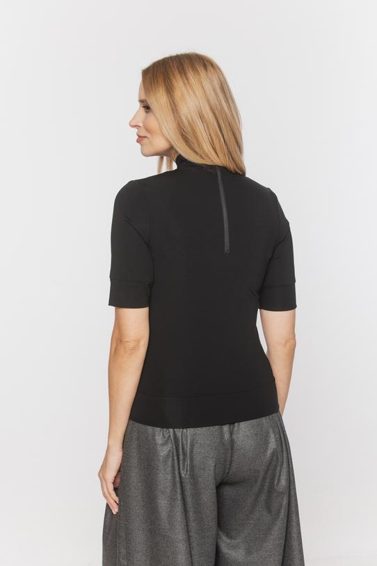 Dzianinowy czarny półgolf ze ściągaczami zapinany na suwak - 4