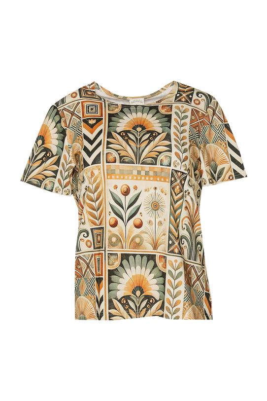 Dzianinowy t-shirt z oryginalnym kwiatowym nadrukiem