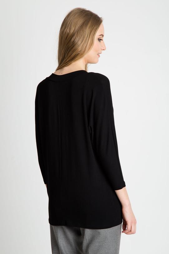 Czarna bluzka typu nietoperz z dekoltem w serek - 3