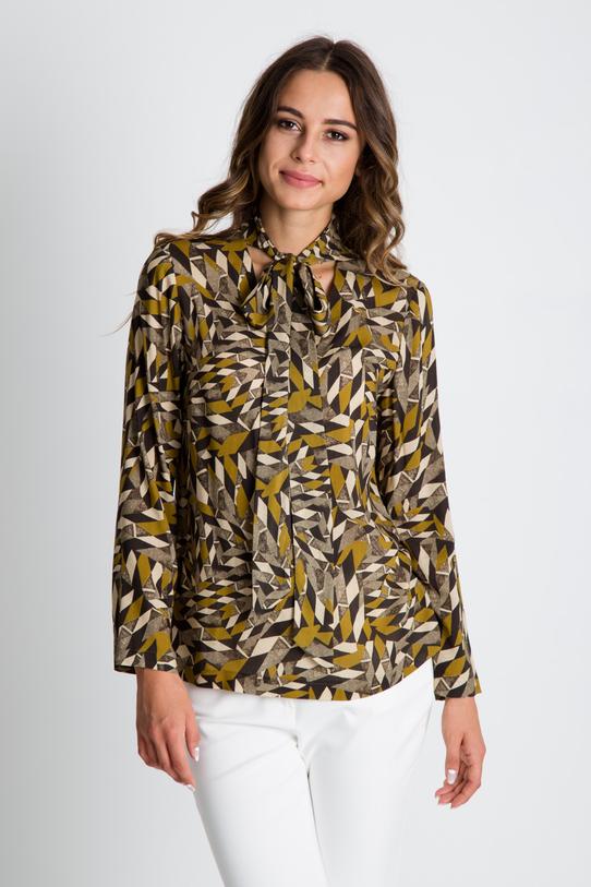 Wizualizacja Bluzka we wzory z długim rękawem wiązana przy szyi