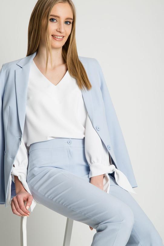 Wizualizacja Błękitne spodnie w kant z wąskimi nogawkami