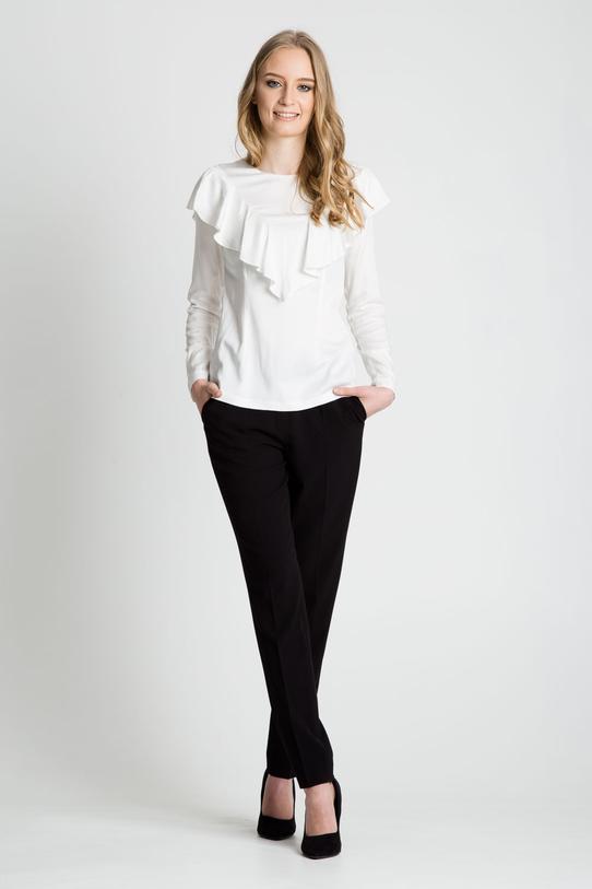 Bluzka w kolorze ecru z ozdobną falbaną - 1