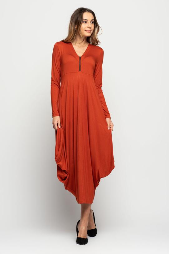 Dzianinowa sukienka z suwakiem i długim rękawem - 1
