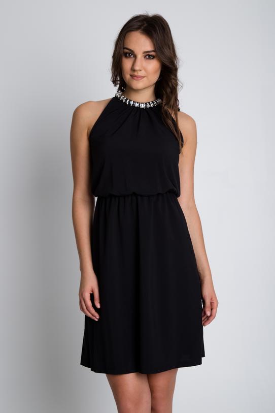 Wizualizacja Elegancka czarna sukienka z marszczeniem w talii