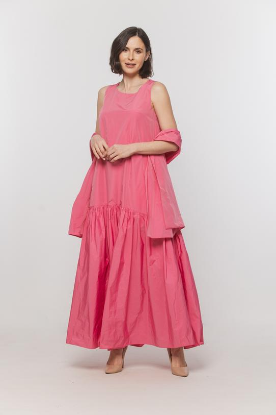 Wizualizacja Efektowna różowa sukienka z tafty