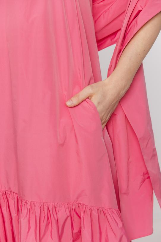 Efektowna różowa sukienka z tafty - 5