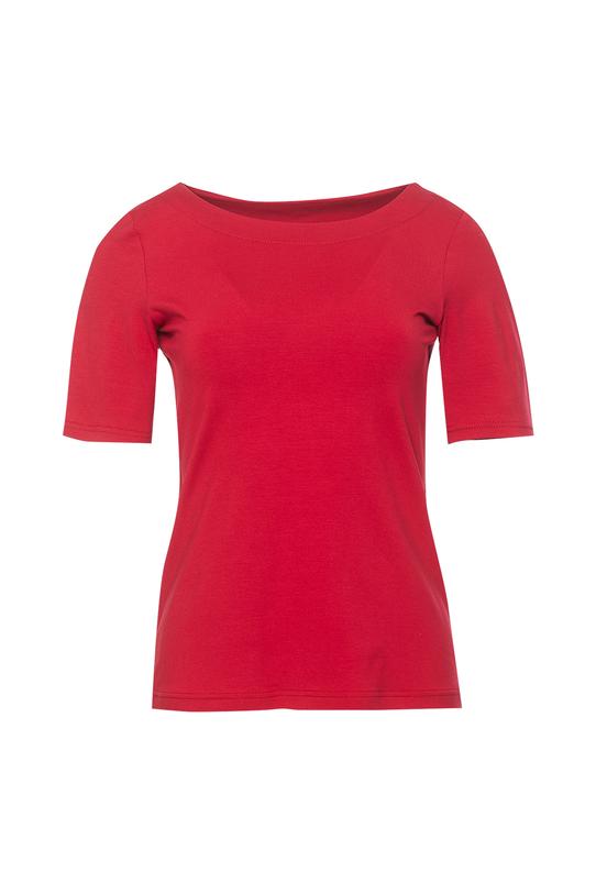 Elastyczna ciemnoczerwona bluzka z krótkim rękawem - 1