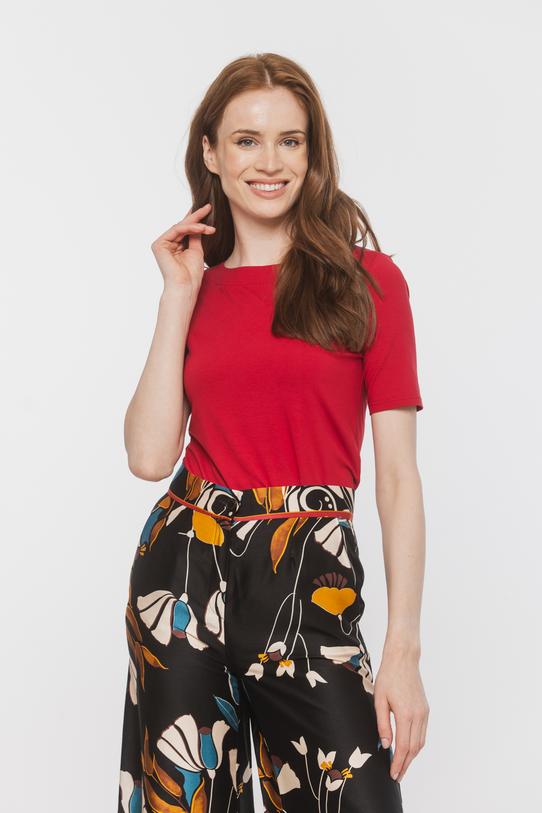 Elastyczna ciemnoczerwona bluzka z krótkim rękawem - 2