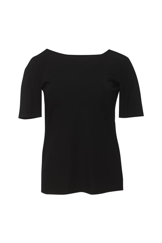Elastyczna czarna bluzka z krótkim rękawem - 1