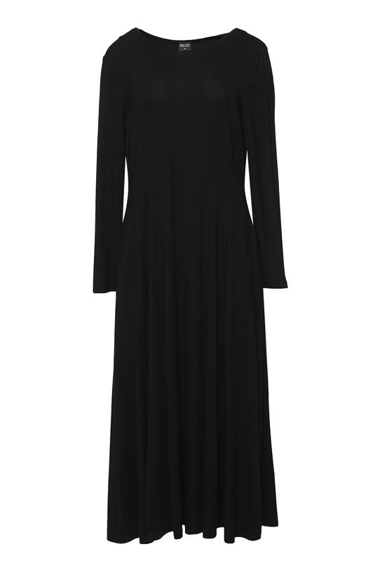 Elastyczna czarna sukienka z miękkiej dzianiny - 1