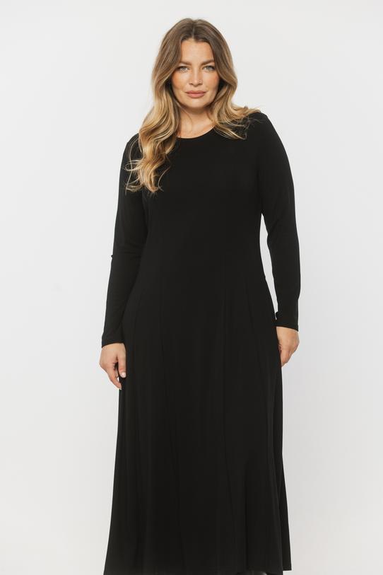 Elastyczna czarna sukienka z miękkiej dzianiny - 2