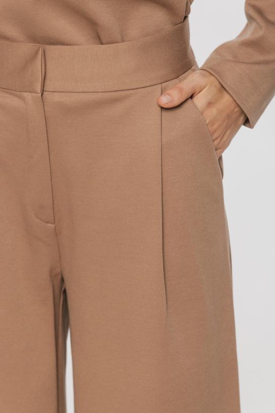 Elastyczne szerokie spodnie z wysokim stanem - 4