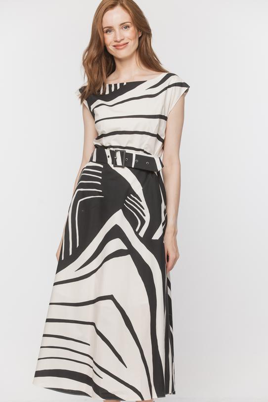 Elegancka bawełniana sukienka midi z paskiem - 1