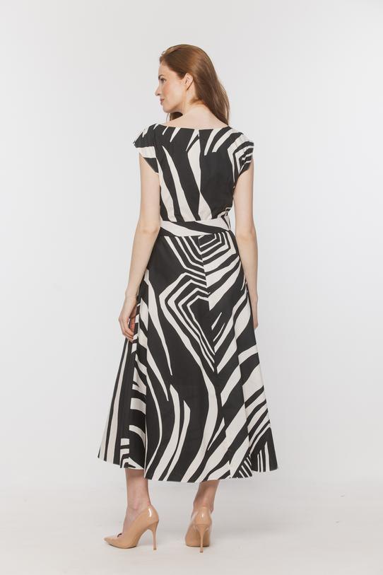 Elegancka bawełniana sukienka midi z paskiem - 2
