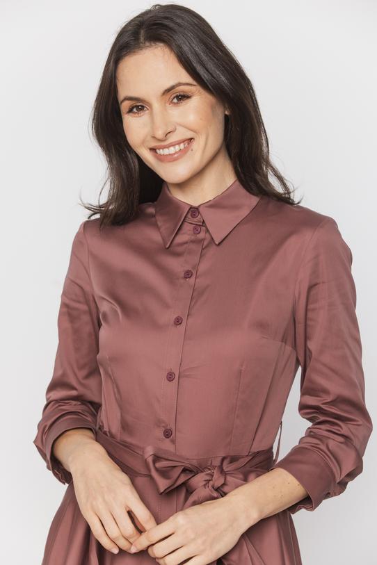 Elegancka bawełniana szmizjerka z szarfą - 4