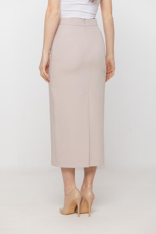 Elegancka beżowa spódnica midi o ołówkowym kroju - 3