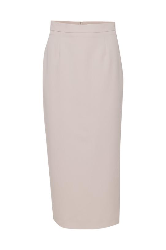 Elegancka beżowa spódnica midi o ołówkowym kroju - 1
