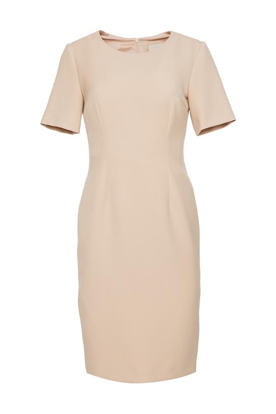 Elegancka beżowa sukienka z krótkim rękawem - 1