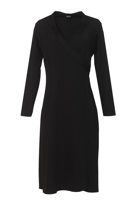 Elegancka kopertowa sukienka z czarnej dzianiny - 1
