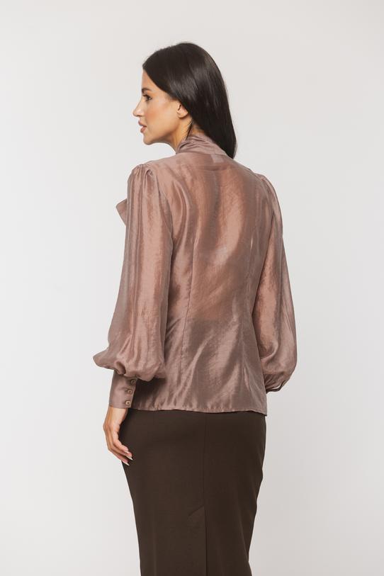 Elegancka połyskująca koszula w kolorze cappuccino - 6