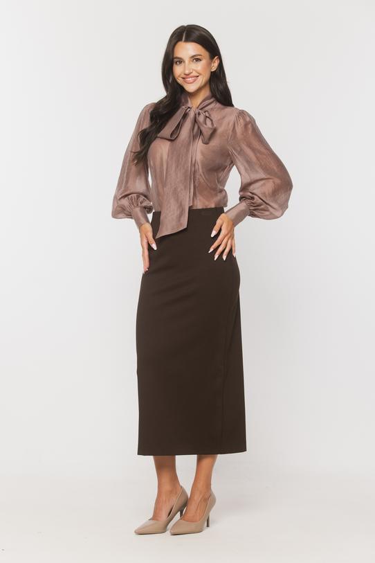 Elegancka połyskująca koszula w kolorze cappuccino - 2