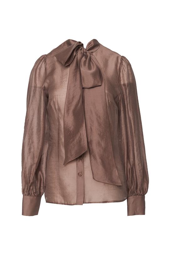 Elegancka połyskująca koszula w kolorze cappuccino - 1