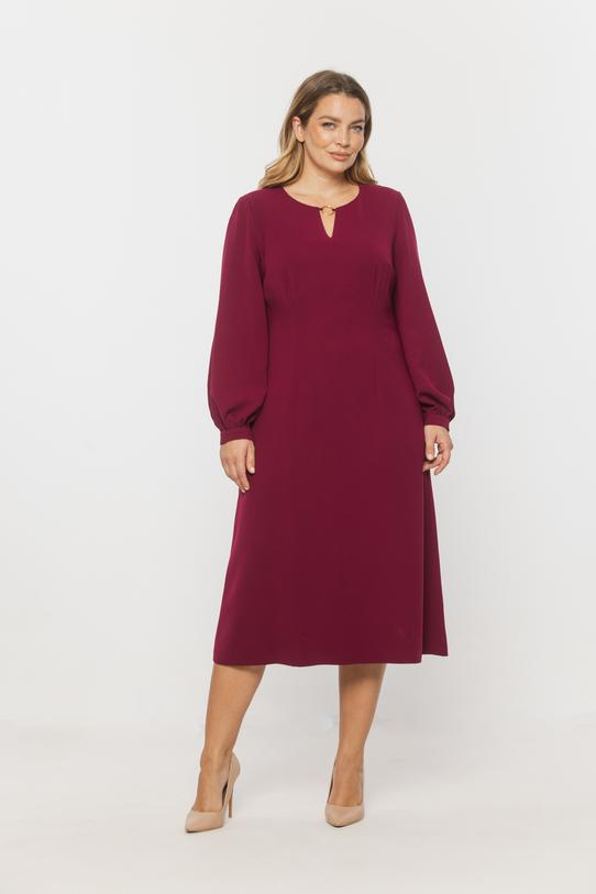 Wizualizacja Elegancka rubinowa sukienka z długimi bufiastymi rękawami