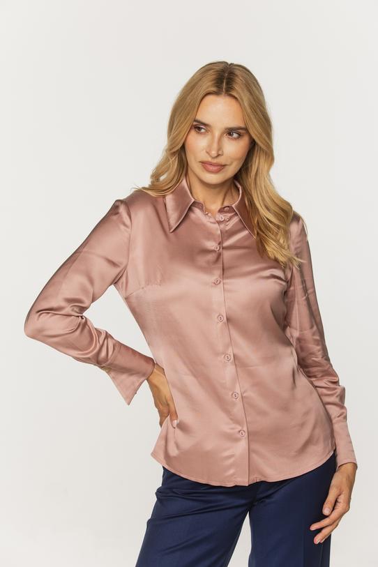 Elegancka satynowa koszula z dekoracyjnymi mankietami
