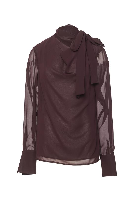 Elegancka śliwkowa bluzka z lekkiego szyfonu - 1