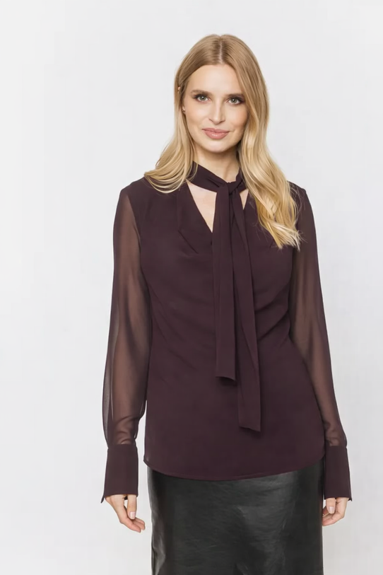 Wizualizacja Elegancka śliwkowa bluzka z lekkiego szyfonu