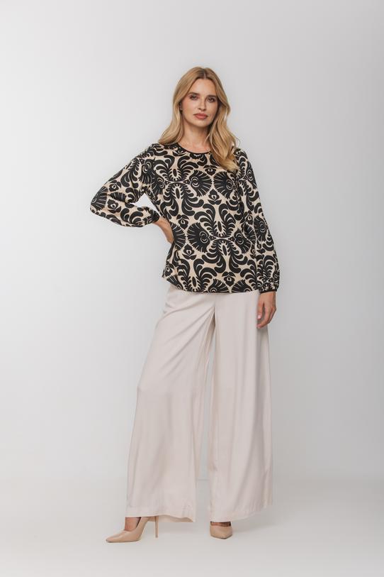 Elegancka wiskozowa bluzka z bufiastym rękawem - 2