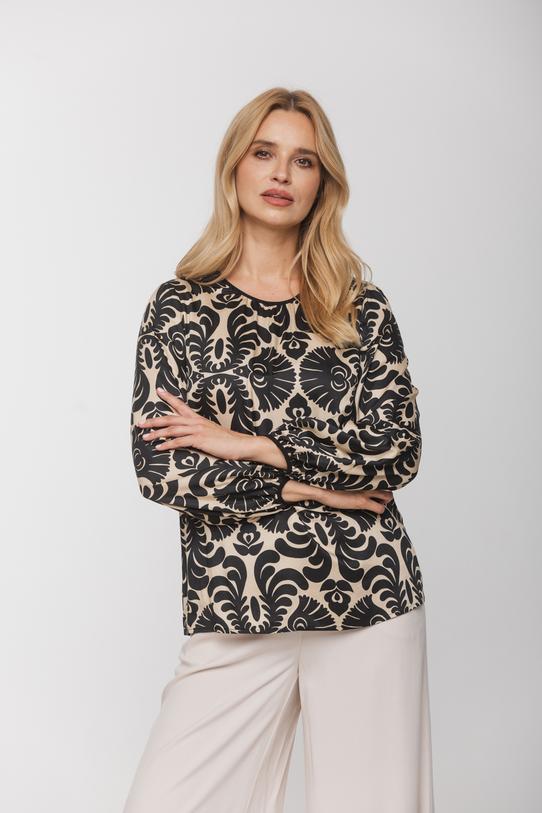 Elegancka wiskozowa bluzka z bufiastym rękawem - 3