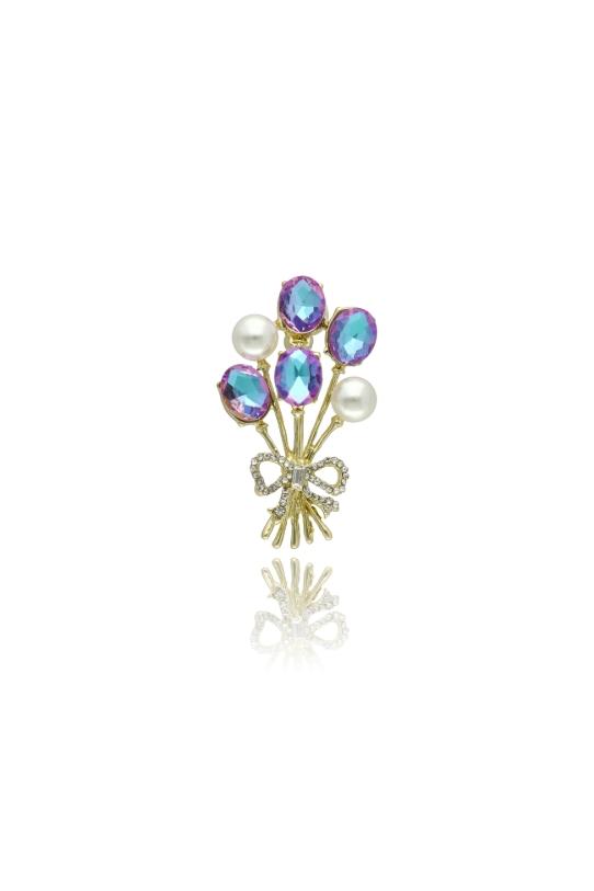 common:product-alt-prefix An elegant gold brooch in the shape of a bouquet featuring pearls and cubic zirconia