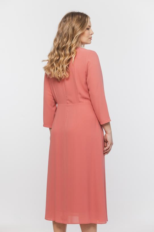 Elegancka zwiewna sukienka midi z kontrafałdą - 4