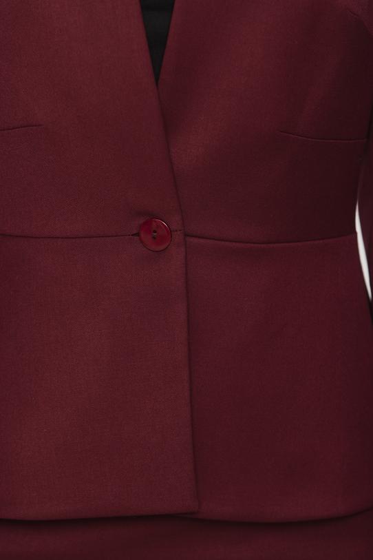 Elegancki bordowy żakiet ze stójką i delikatną baskinką - 4